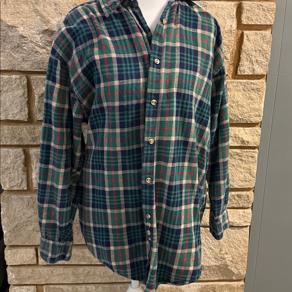 Abercrombie & Fitch Green and Blue Plaid Shirt